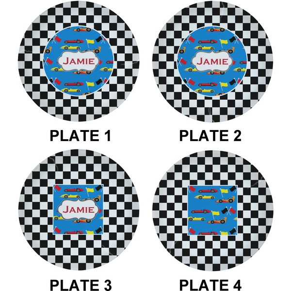 Checkers & Racecars Set of Lunch / Dinner Plates (Approval)