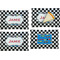 Checkers & Racecars Set of 4 Glass Rectangular Appetizer / Dessert Plate (Personalized)