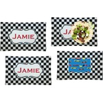 Checkers & Racecars Set of 4 Glass Rectangular Lunch / Dinner Plate (Personalized)