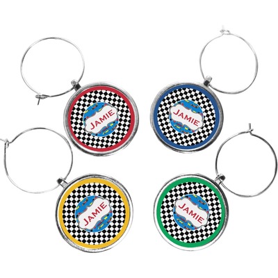 Checkers & Racecars Wine Charms (Set of 4) (Personalized)