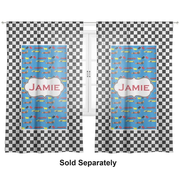 Checkers & Racecars Sheer Curtains