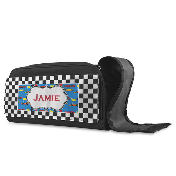 Checkers & Racecars Shoe Bags - ANGLE (Open)