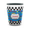Checkers & Racecars Ceramic Shot Glass - 1.5 oz - Two Tone - Set of 4 (Personalized)