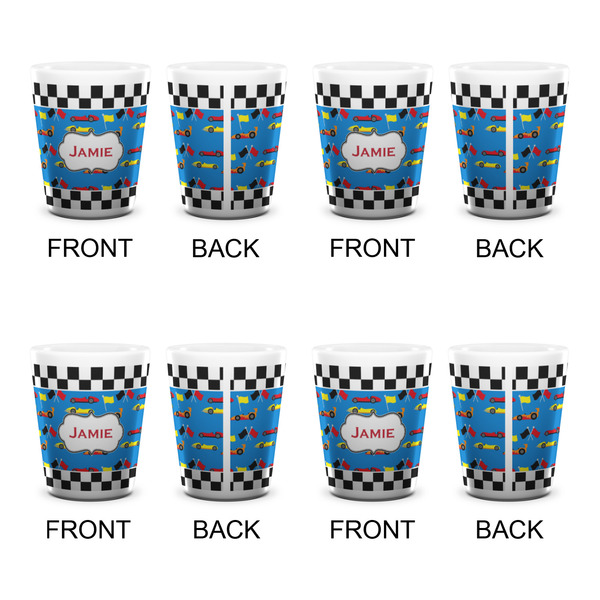 Checkers & Racecars Shot Glass - White - Set of 4 - APPROVAL