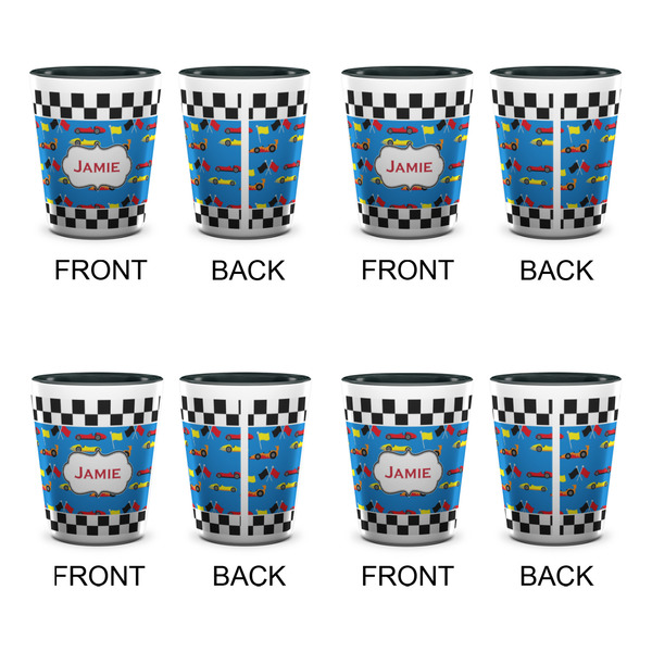 Checkers & Racecars Shot Glassess - Two Tone - Set of 4 - APPROVAL