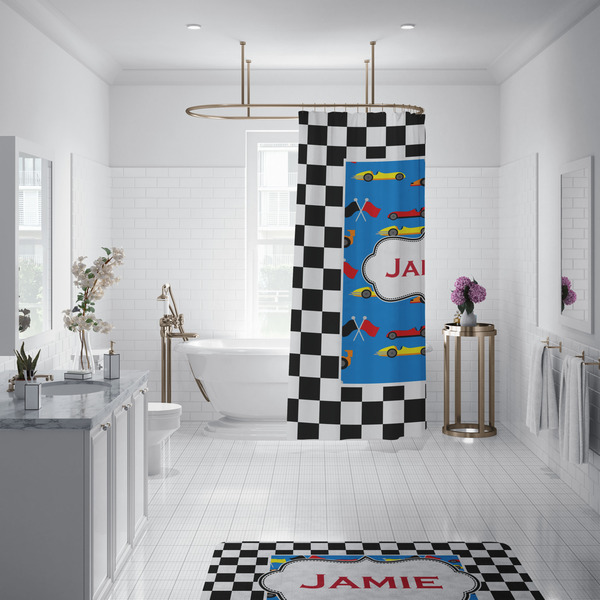 Checkers & Racecars Shower Curtain - 70"x83"