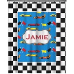 Checkers & Racecars Extra Long Shower Curtain - 70"x84" (Personalized)