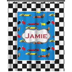 Checkers & Racecars Extra Long Shower Curtain - 70"x84" (Personalized)