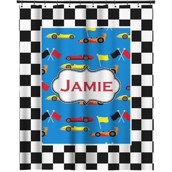 Checkers & Racecars Extra Long Shower Curtain - 70"x84" (Personalized)
