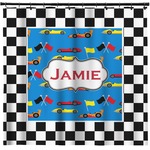Checkers & Racecars Shower Curtain - Custom Size (Personalized)