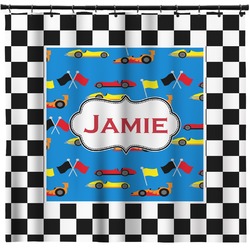 Checkers & Racecars Shower Curtain - Custom Size (Personalized)