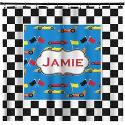 Checkers & Racecars Shower Curtain (Personalized)