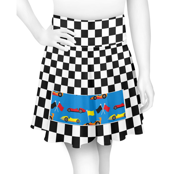 Custom Checkers & Racecars Skater Skirt - X Large
