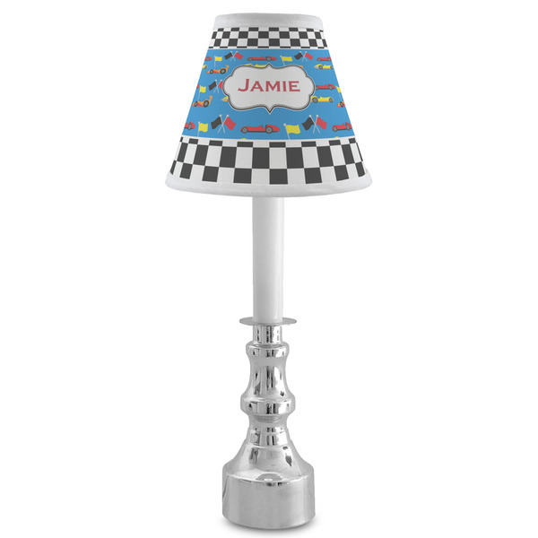 Checkers & Racecars Small Chandelier Lamp - LIFESTYLE (on candle stick)