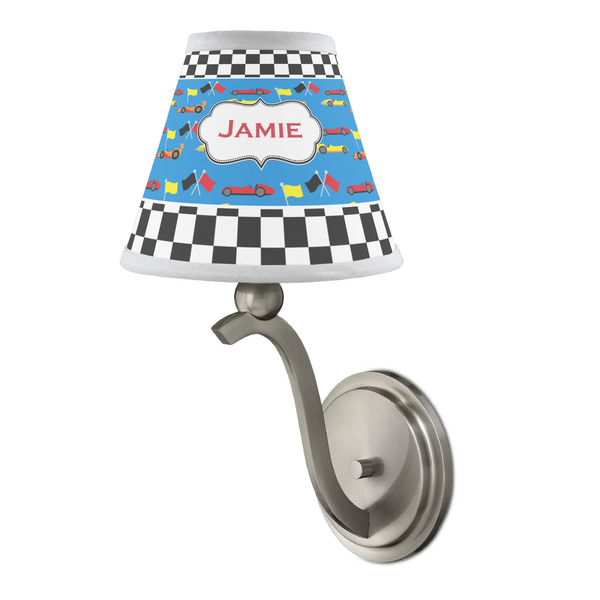 Checkers & Racecars Small Chandelier Lamp - LIFESTYLE (on wall lamp)