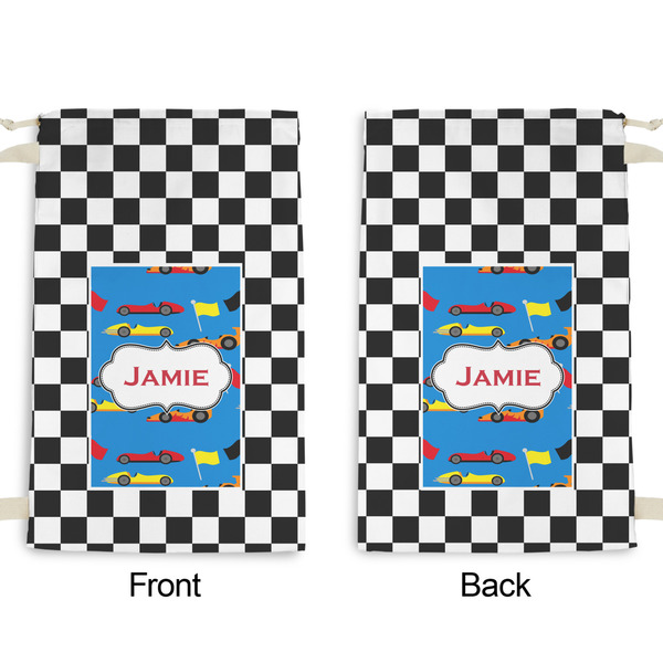 Checkers & Racecars Small Laundry Bag - Front & Back View