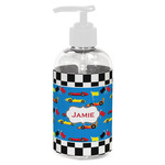Checkers & Racecars Plastic Soap / Lotion Dispenser (8 oz - Small - White) (Personalized)