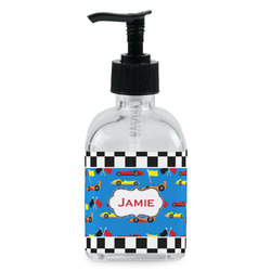 Checkers & Racecars Glass Soap & Lotion Bottle - Single Bottle (Personalized)