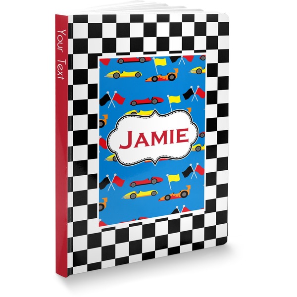 Custom Checkers & Racecars Softbound Notebook - 7.25" x 10" (Personalized)