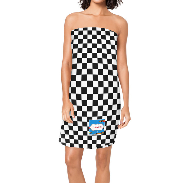 Custom Checkers & Racecars Spa / Bath Wrap w/ Name or Text