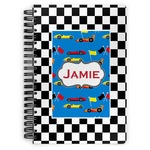 Checkers & Racecars Spiral Notebook - 7x10 w/ Name or Text