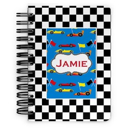 Checkers & Racecars Spiral Notebook - 5x7 w/ Name or Text