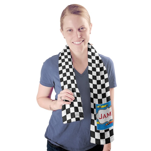 Checkers & Racecars Sport Towel - Exercise use - Model