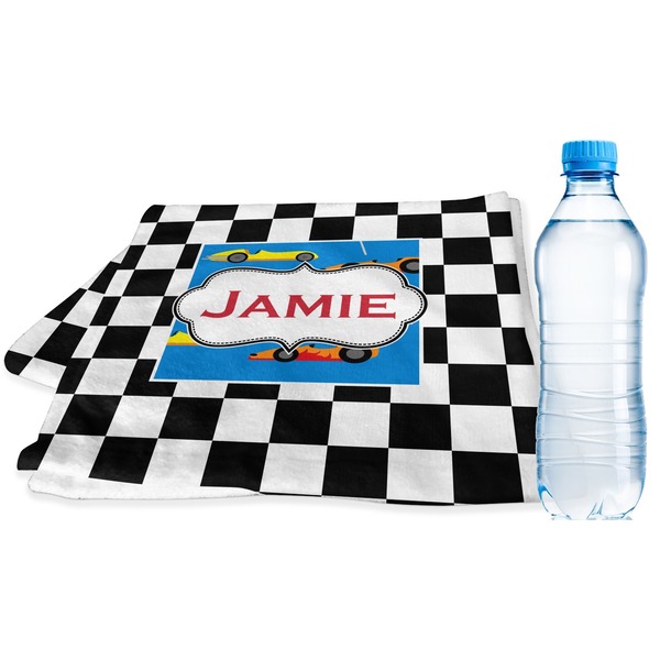 Custom Checkers & Racecars Sports & Fitness Towel (Personalized)