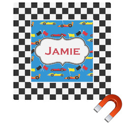 Checkers & Racecars Square Car Magnet - 6" (Personalized)