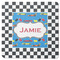 Checkers & Racecars Square Rubber Backed Coaster (Personalized)