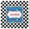 Checkers & Racecars Square Rubber Backed Coaster (Personalized)