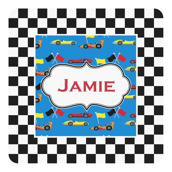 Custom Checkers & Racecars Square Decal - Small (Personalized)