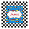 Checkers & Racecars Square Decal - Small (Personalized)