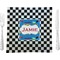 Checkers & Racecars 9.5" Glass Square Lunch / Dinner Plate- Single or Set of 4 (Personalized)