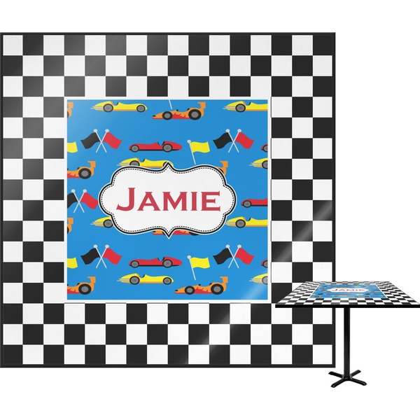 Custom Checkers & Racecars Square Table Top (Personalized)