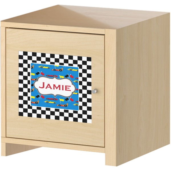 Checkers & Racecars Square Wall Decal on Wooden Cabinet