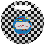Checkers & Racecars Stadium Cushion (Round) (Personalized)