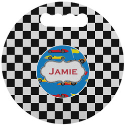 Checkers & Racecars Stadium Cushion (Round) (Personalized)
