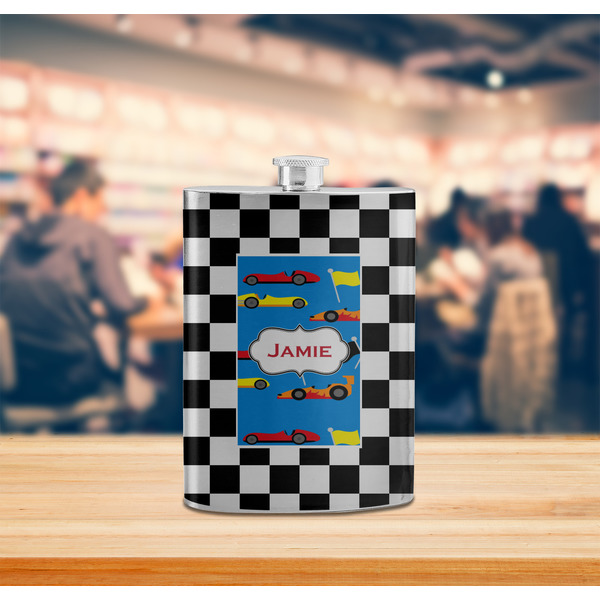 Checkers & Racecars Stainless Steel Flask - LIFESTYLE 2