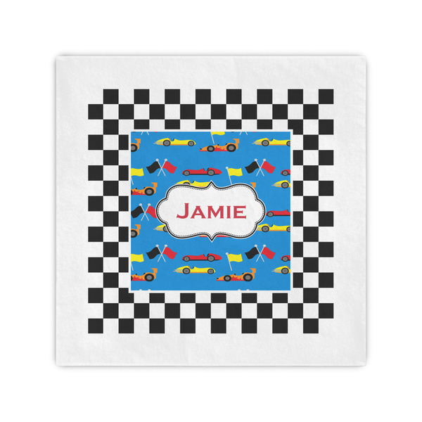 Custom Checkers & Racecars Standard Cocktail Napkins (Personalized)