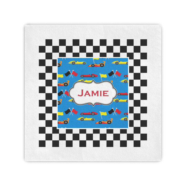 Custom Checkers & Racecars Standard Cocktail Napkins (Personalized)