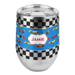 Checkers & Racecars Stemless Wine Tumbler - Full Print (Personalized)