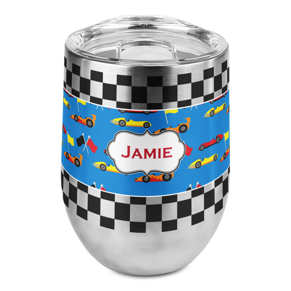 Custom Checkers & Racecars Stemless Wine Tumbler - Full Print (Personalized)