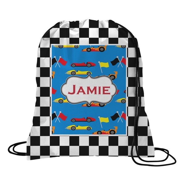 Custom Checkers & Racecars Drawstring Backpack - Medium (Personalized)