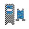 Checkers & Racecars Stylized Phone Stand - Front & Back - Small