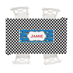 Checkers & Racecars Tablecloth - 58"x102" (Personalized)