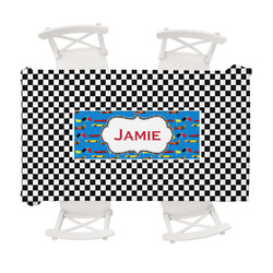 Checkers & Racecars Tablecloth - 58"x102" (Personalized)