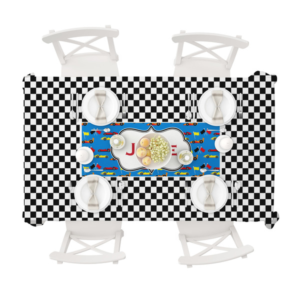 Checkers & Racecars Tablecloths (58"x102") - TOP VIEW