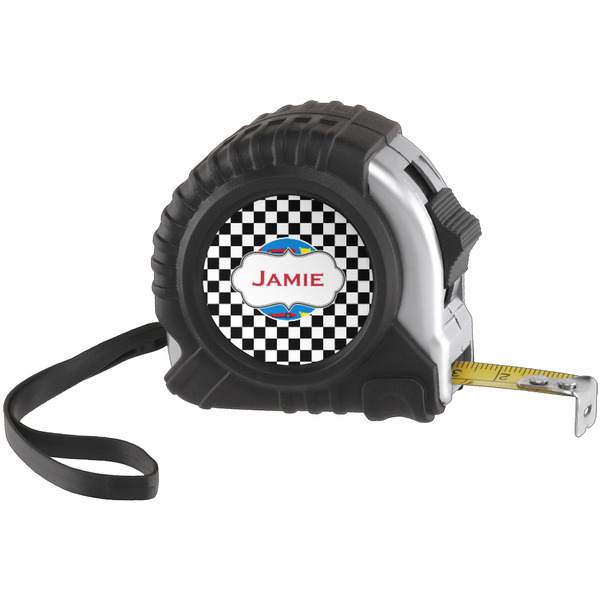 Custom Checkers & Racecars Tape Measure (25 ft) (Personalized)