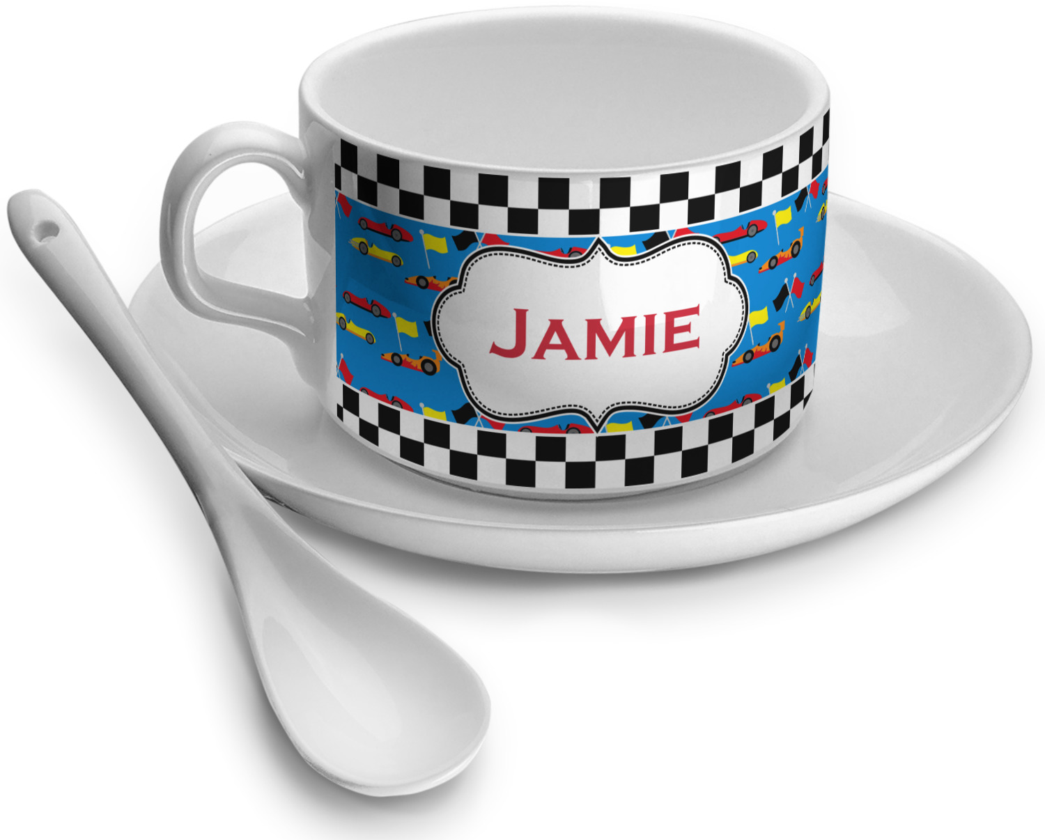 Checkers & Racecars Tea Cup (Personalized) YouCustomizeIt